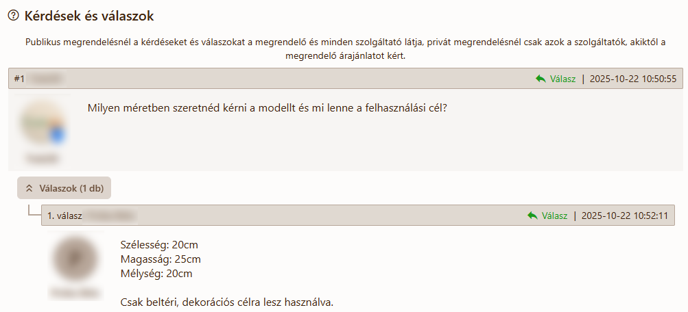 Egyedi megrendelés - Kérdések és válaszok
